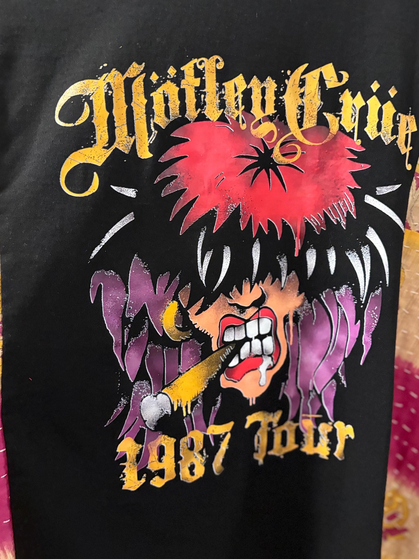 Motley Crue Upcycled Vintage Kantha Upcycled Tee Fits Small to XXL Super Oversized