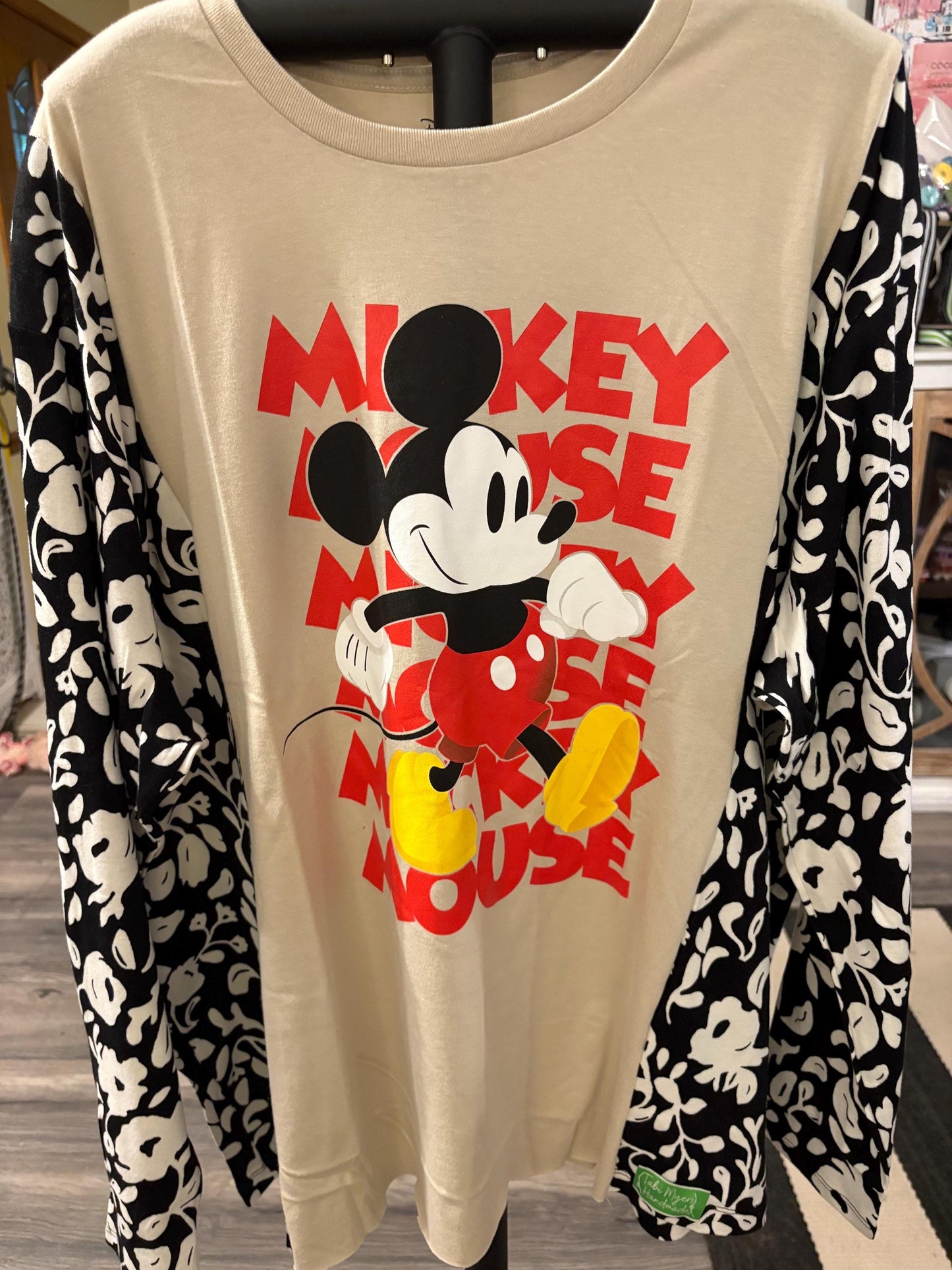 Mickey Mouse Upcycled Drop Shoulder Tee Fits an XL to 3X
