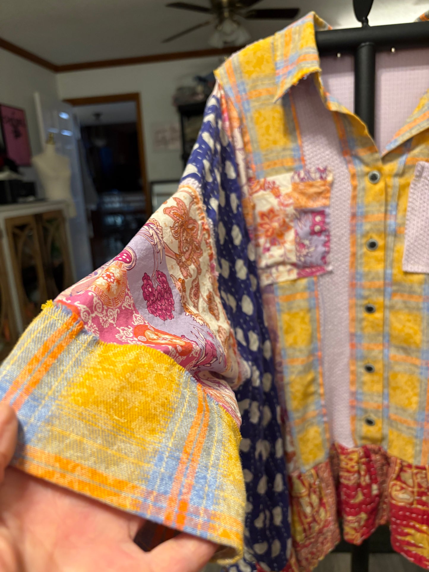 Winter Sunshine Upcycled Vintage Kantha Dress/Long Shirt One Size Fits Most