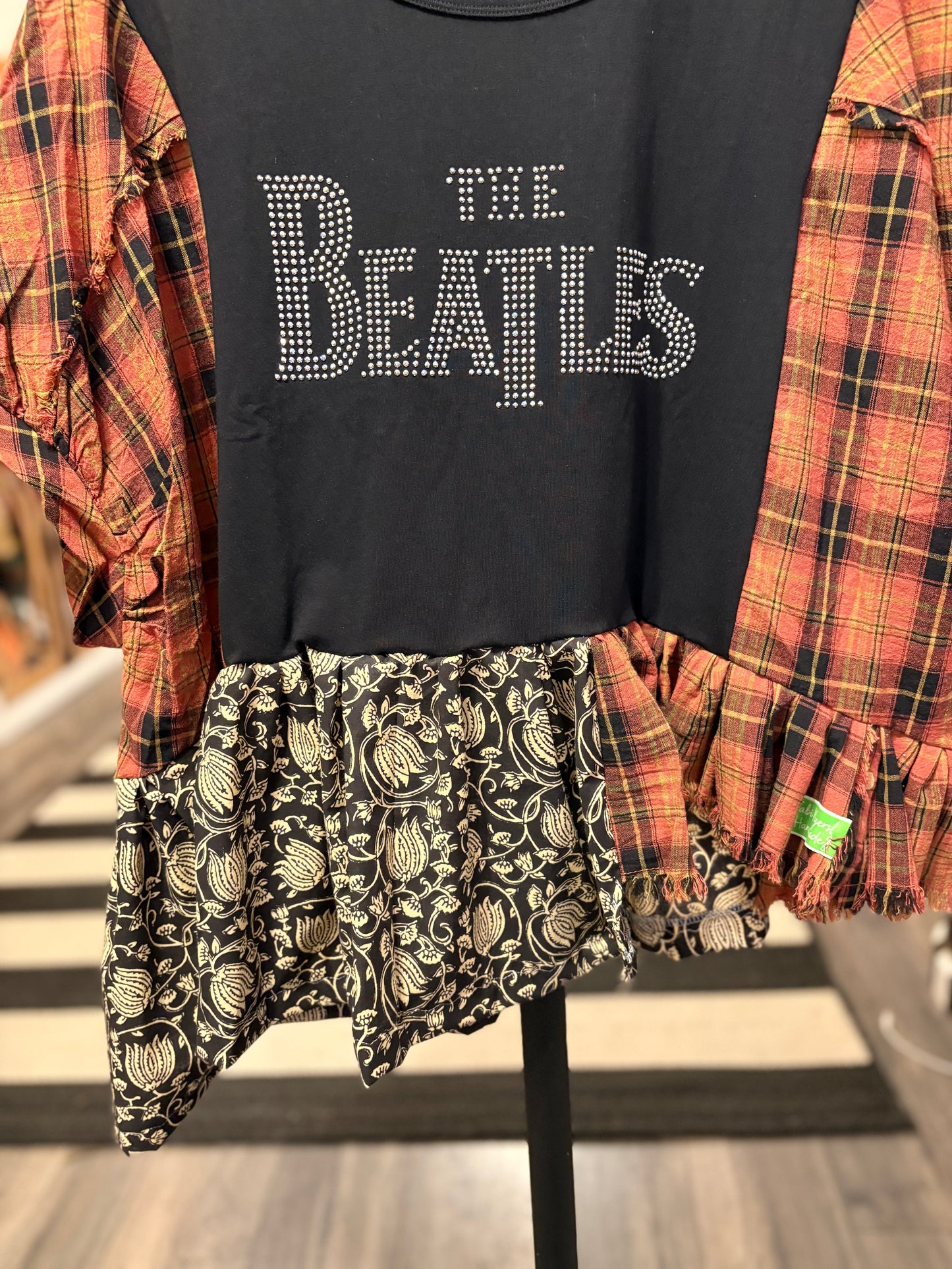 Rocky Raccoon Upcycled Drop Sleeve Flannel Ballerina Tee One Size Fits A Small to XL Oversized