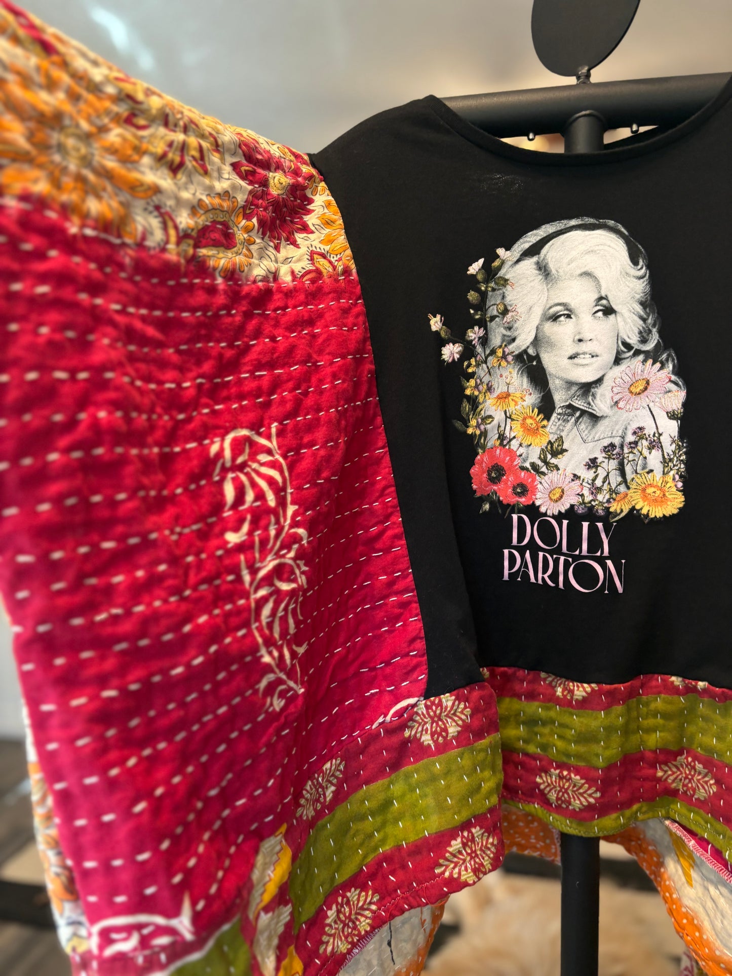 Dolly Upcycled Vintage Kantha Top Fits a Small to XL