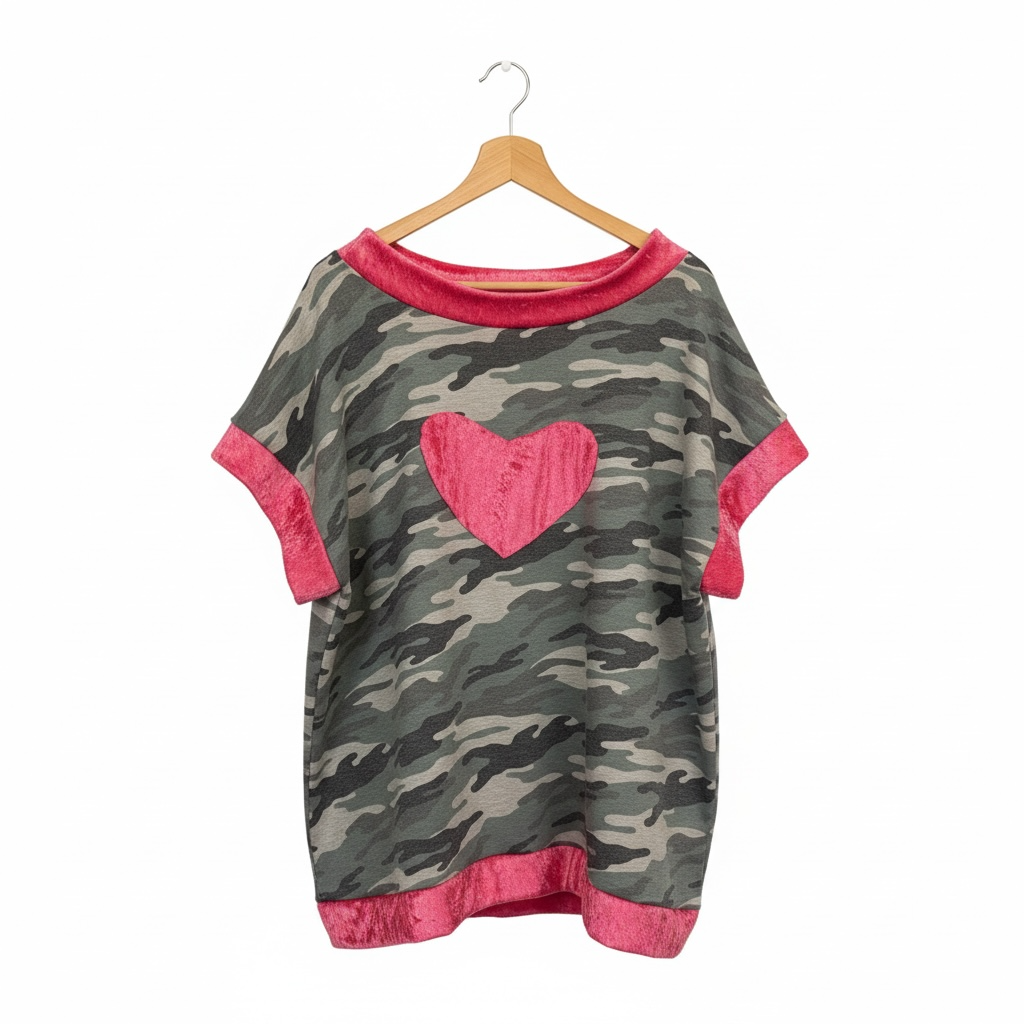 Hunting for Love Crushed Velvet and Camo Tabi Top One Size Fits a Small to Large
