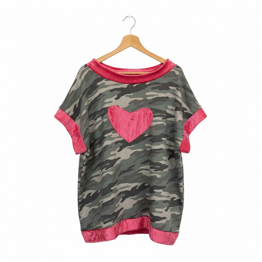 Hunting for Love Crushed Velvet and Camo Tabi Top One Size Fits a Small to Large