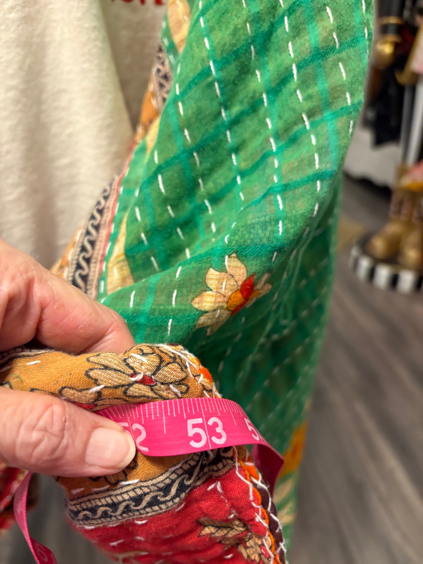 MTV Burger Upcycled Vintage Kantha Poncho Tee Fits A Size Small to XXL