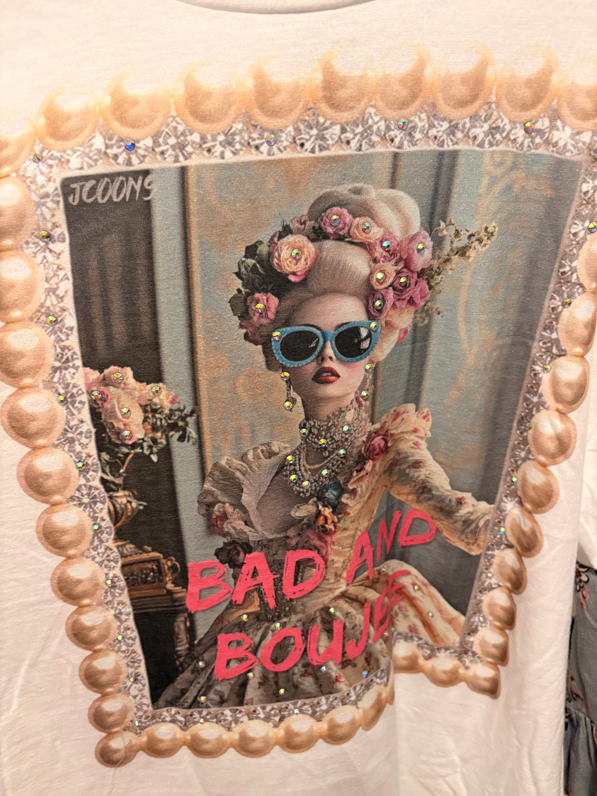 Bougie Rhinestone Glam Sleeve Tee Fits a Small to XL