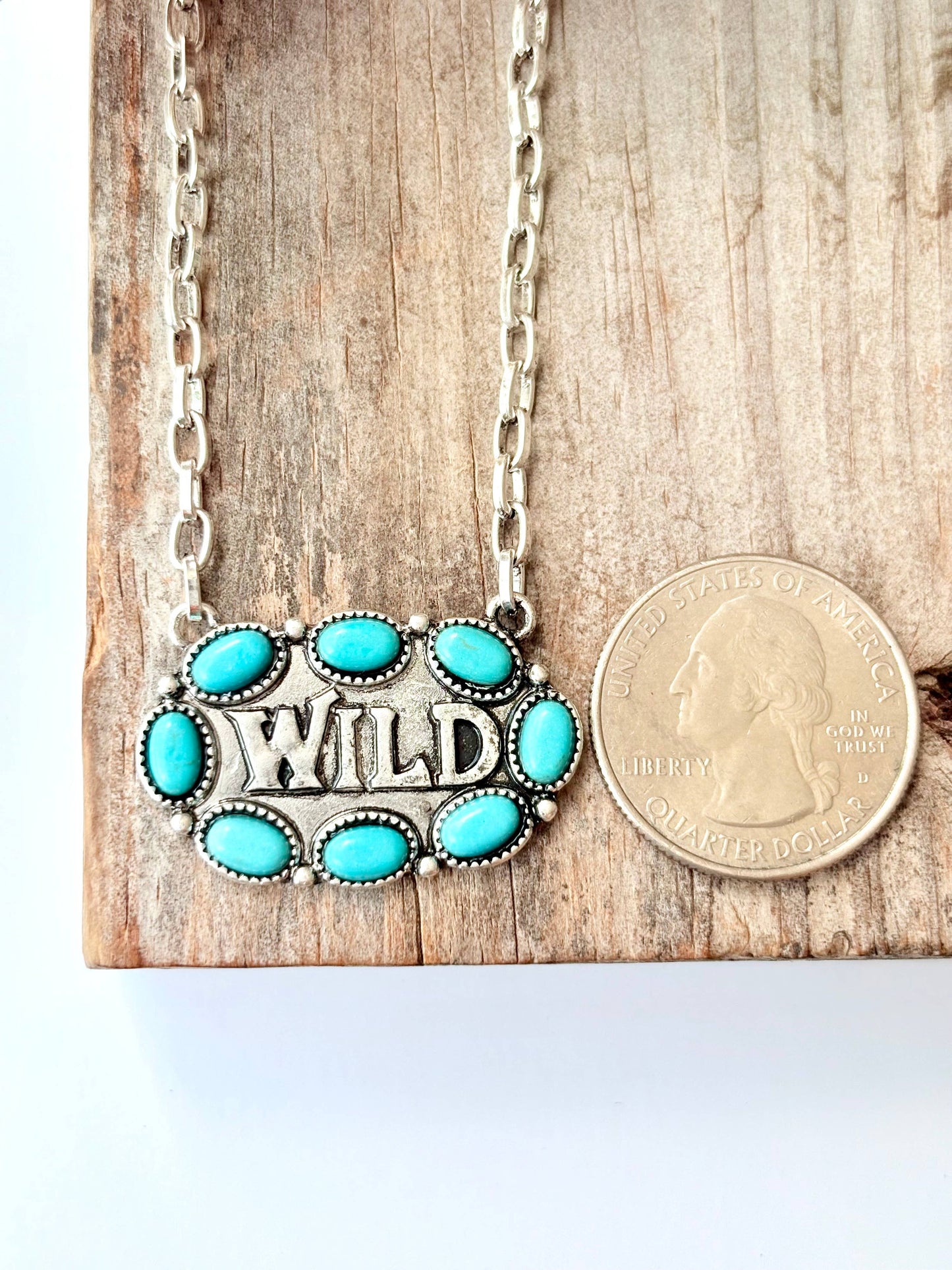Western WILD Stone Pendant Necklace: White