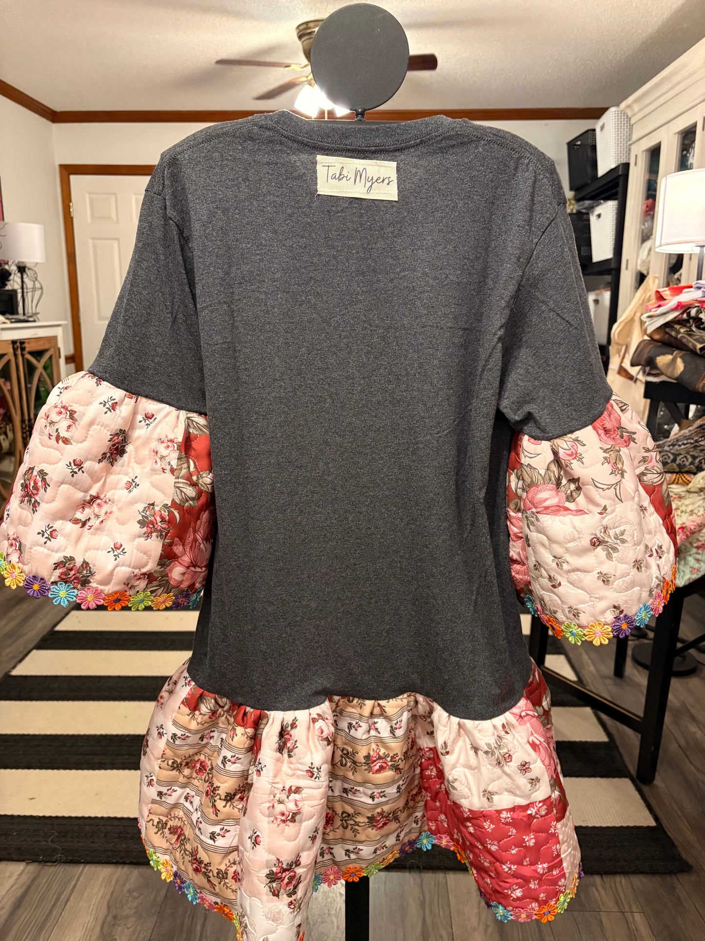 Zeppelin Upcycled Quilt Jumper One Size Fits Small to Large (4-12) Oversized!