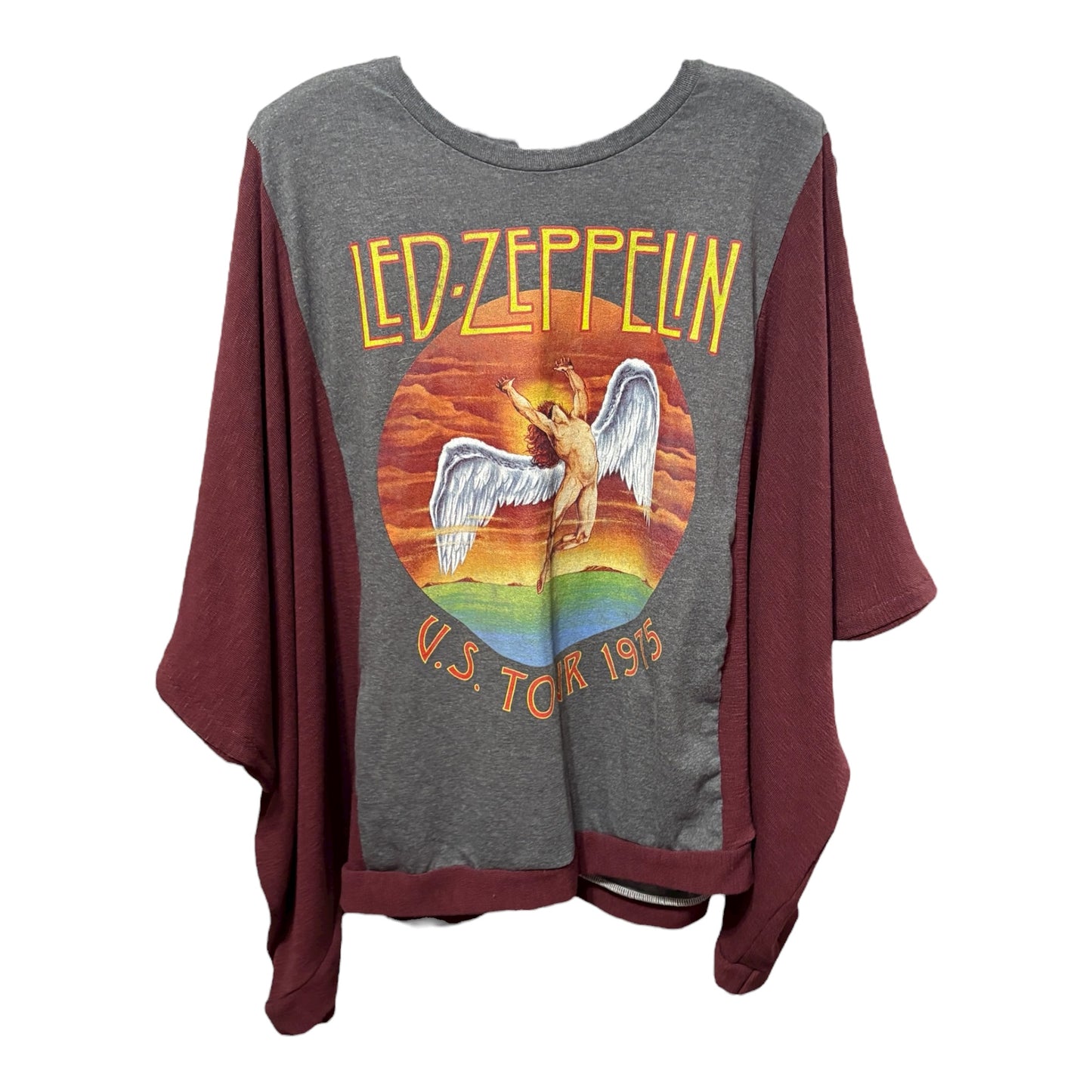 Zeppelin Upcycled Drop-Sleeve Knit Tee One Size Fits a Small to 2X