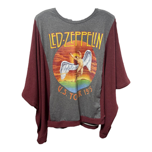 Zeppelin Upcycled Drop-Sleeve Knit Tee One Size Fits a Small to 2X