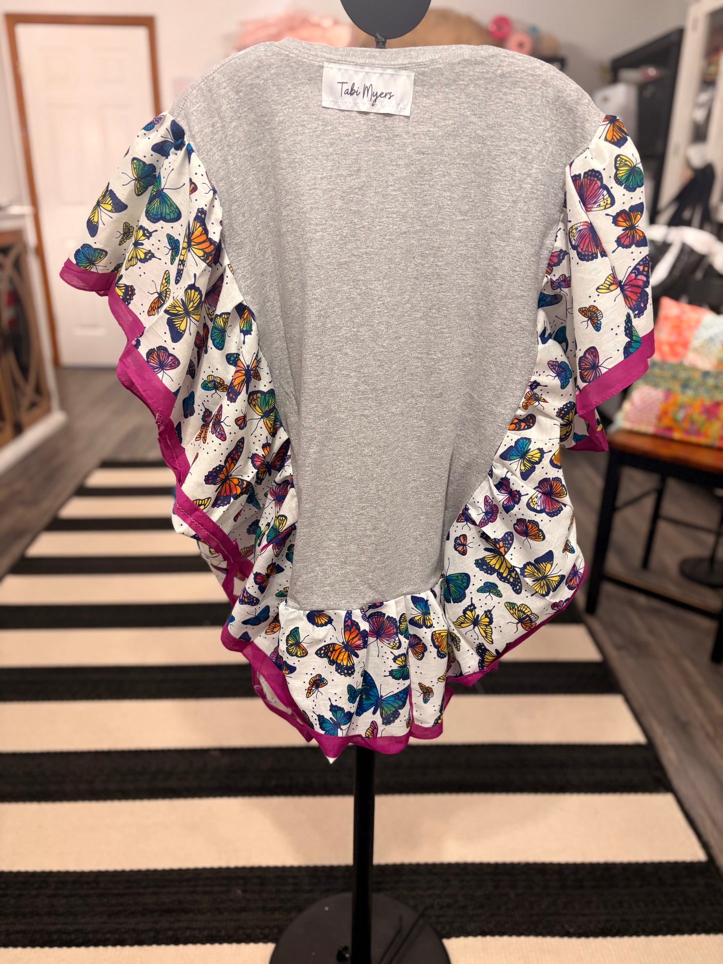 Grits and Guts Butterfly Bandana Ruffled Poncho One Size Fits a Small to 3X