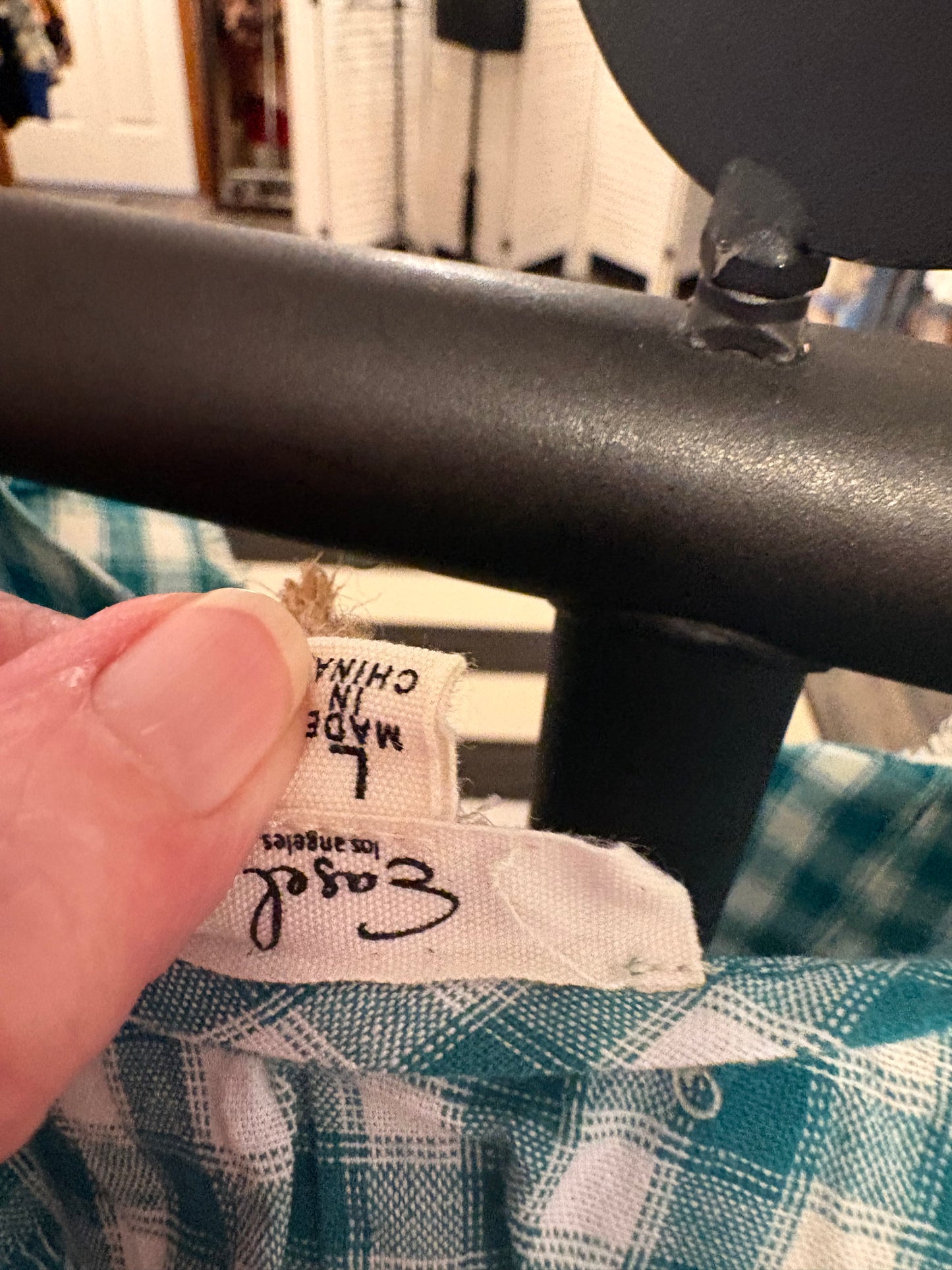 Teal Gingham Button Down Large