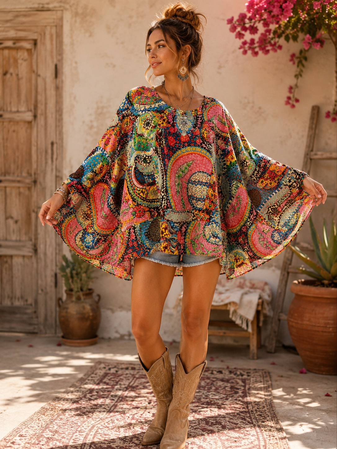 Dee Kantha Circle Top One Size Fits a Small to 3X