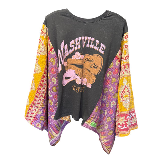 Nashville Upcycled Vintage Kantha Poncho Tee Fits A Small to XXL