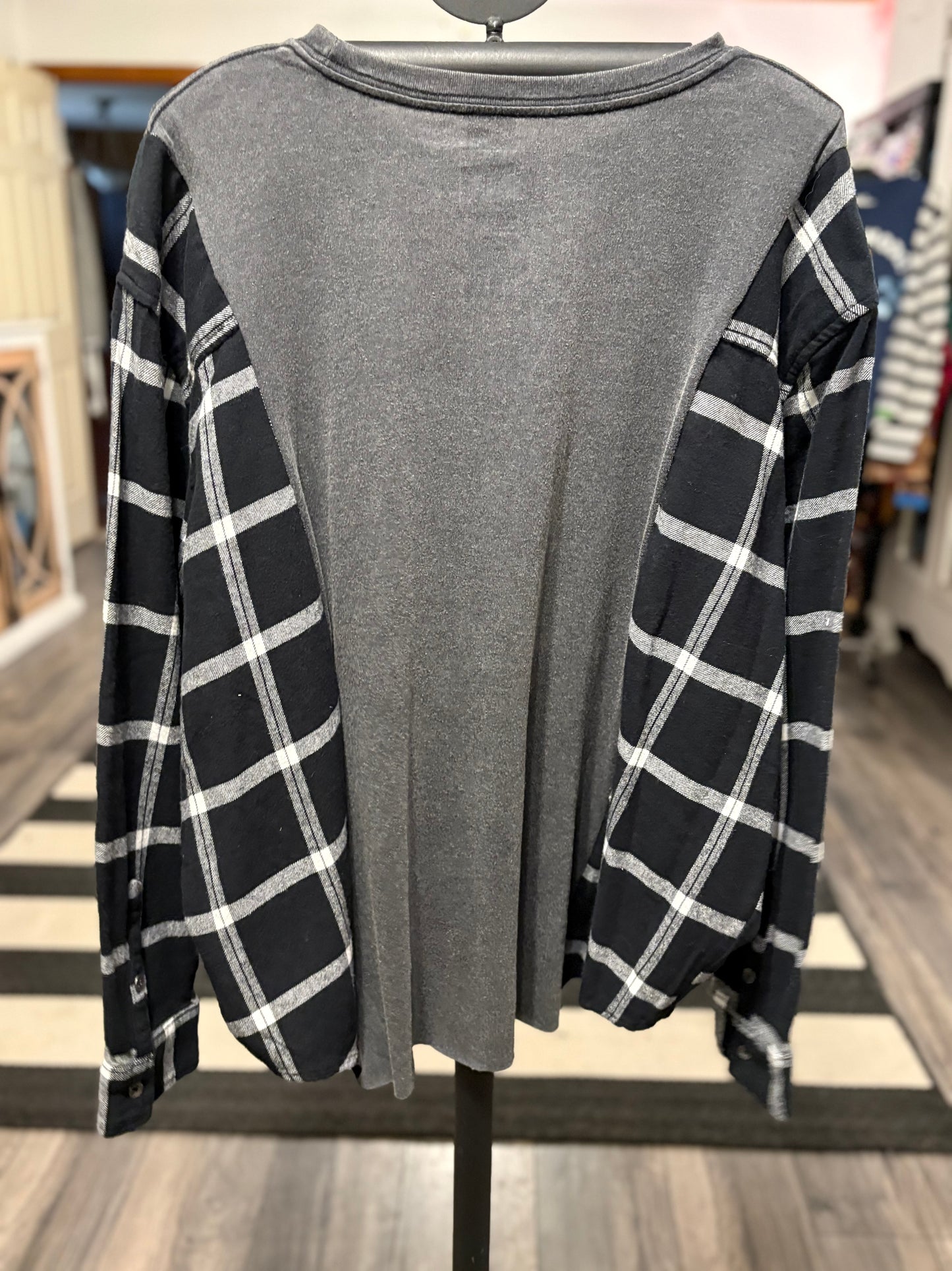 Muhammad Ali Upcycled Drop-Sleeve Tee Flannel One Size Fits a Large to XXL