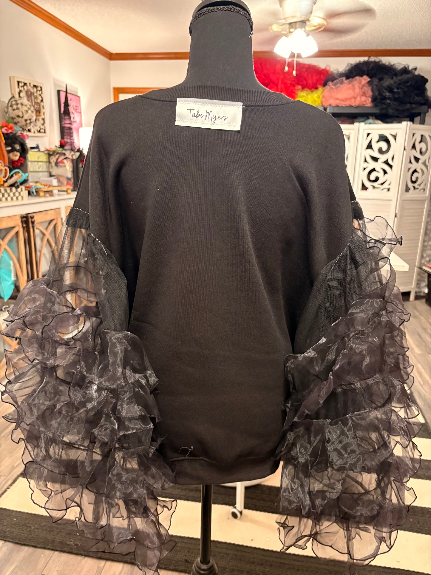 Candy Skull Rockstar Ruffle Top One Size Fits a Small to Large