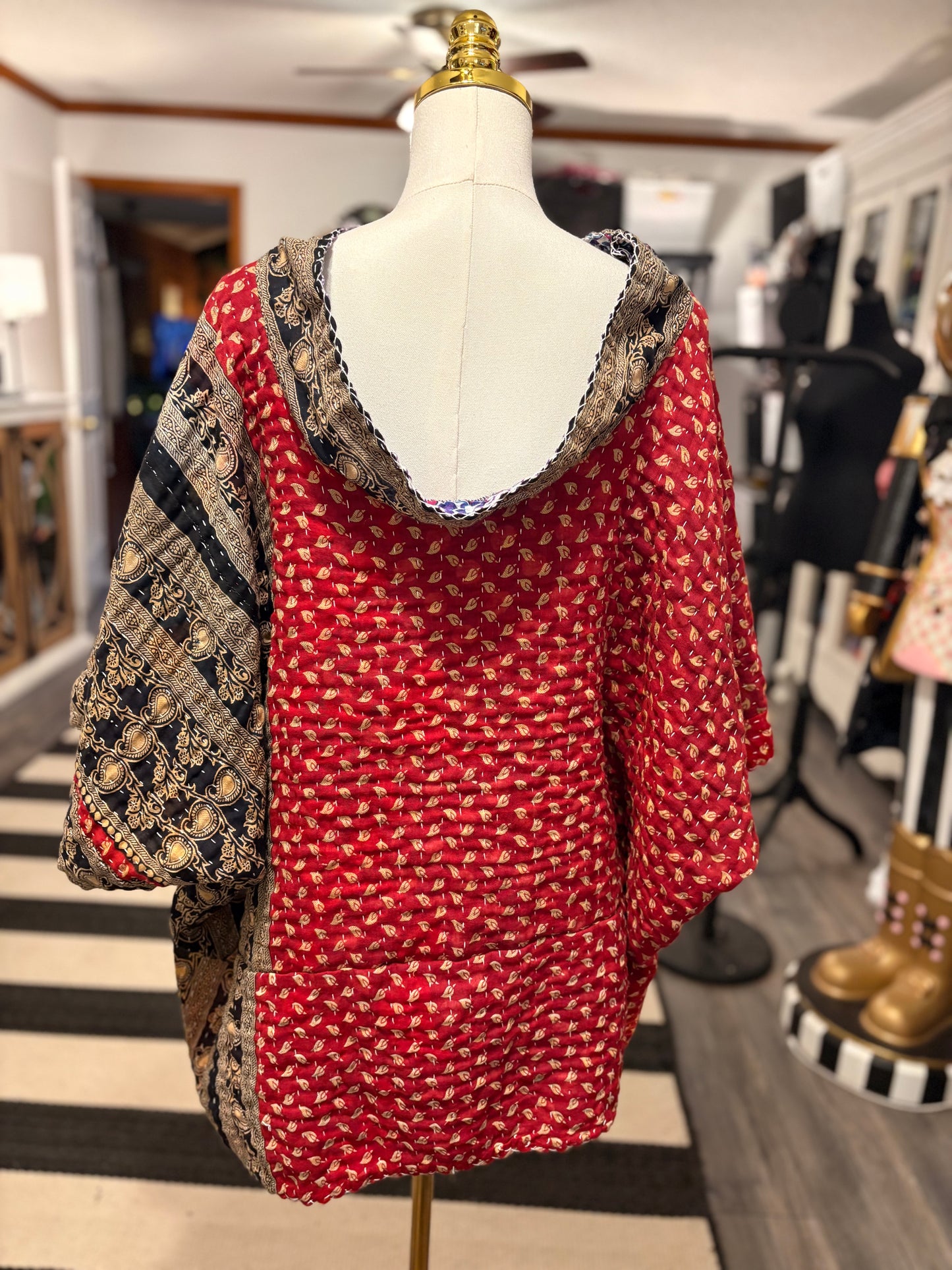 Raphael Upcycled Vintage Kantha Quilt ART Layering Top One Size Fits A Small to 3X Oversized