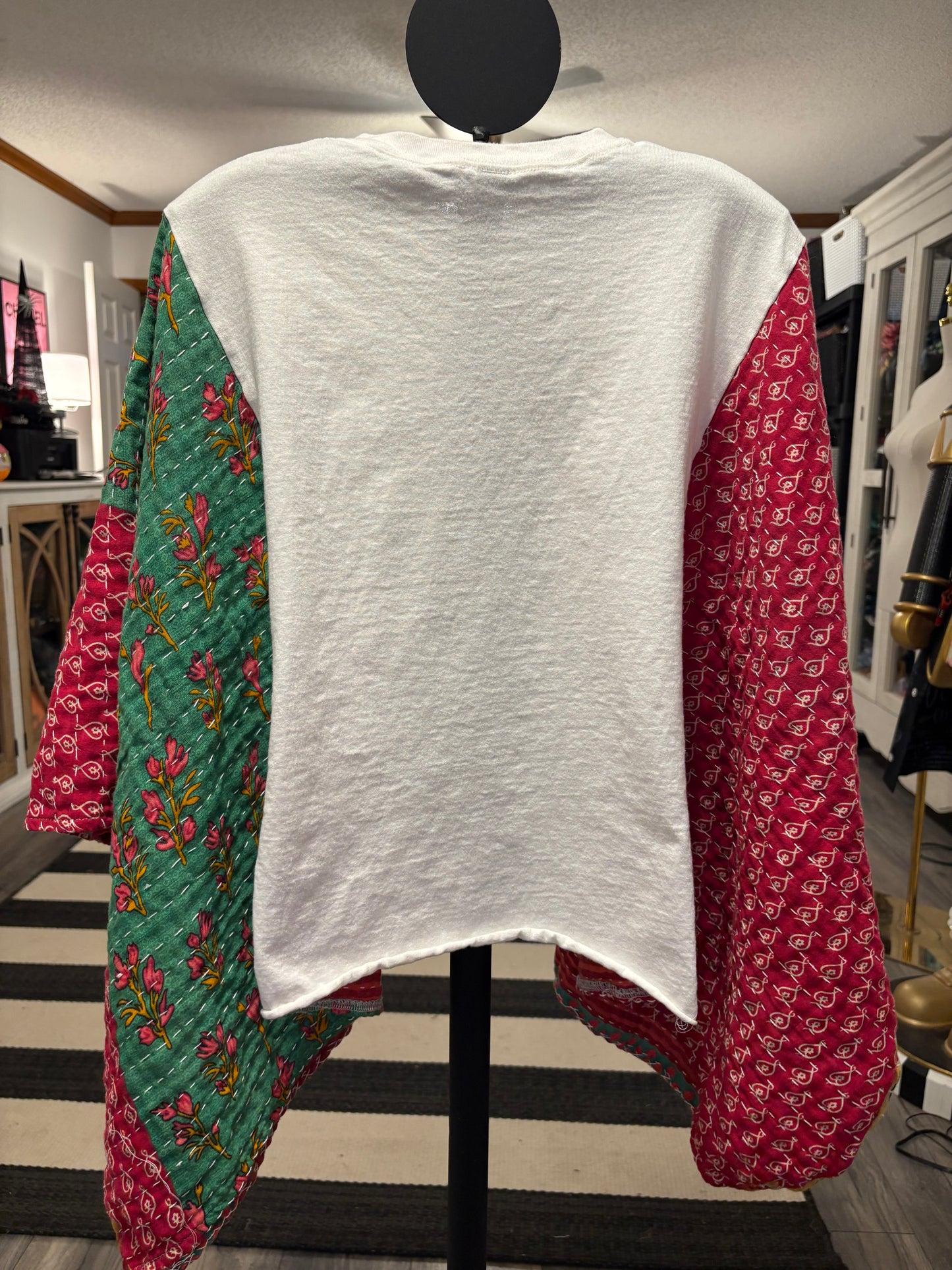 Jesus Upcycled Vintage Kantha Quilt Poncho Tee One Size Fits a Small to XL