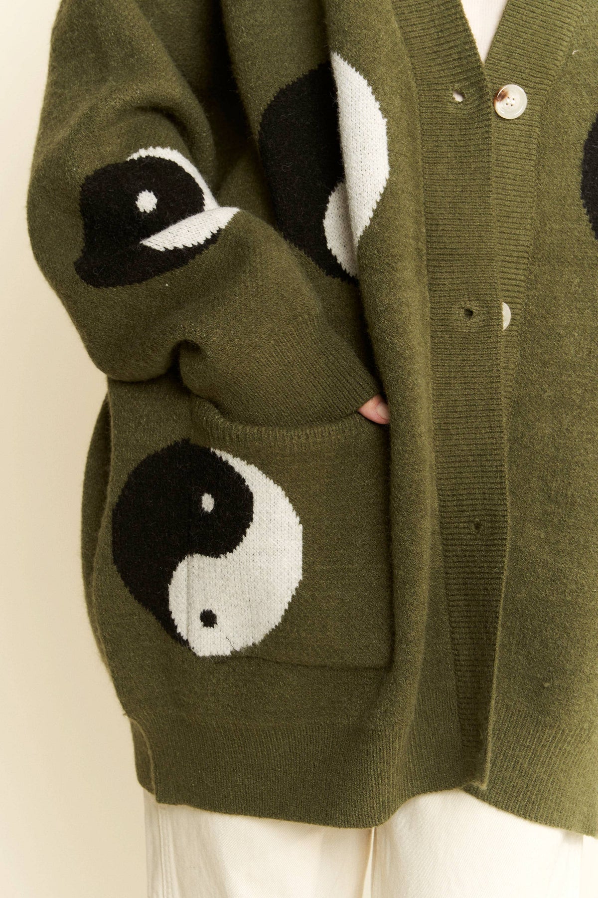 OVER SIZED YIN YANG CARDIGAN: OLIVE (Copy)