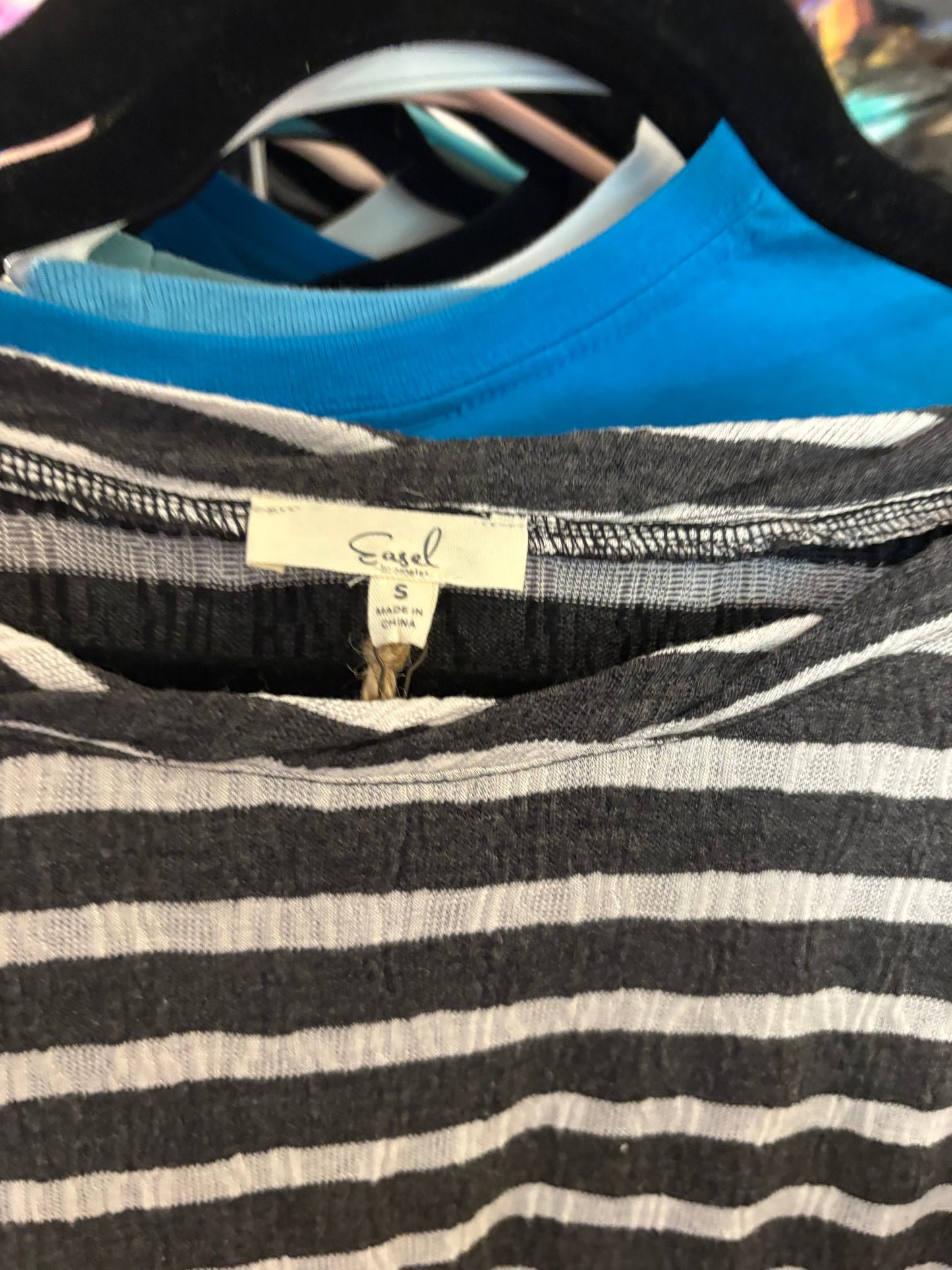 Easel Grey Stripe Knit Dolman Top
