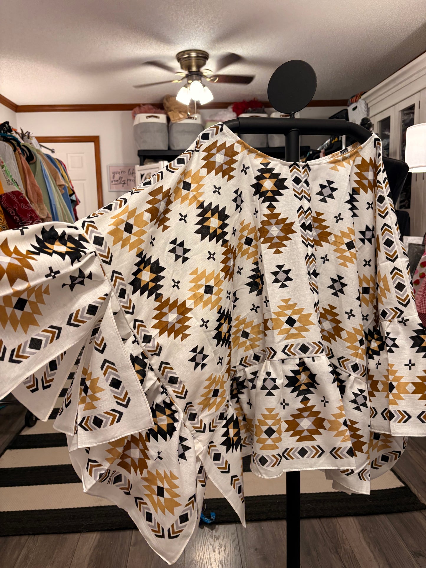 The Warrior Bandana Ruffled Poncho One Size Fits a Small to 3X