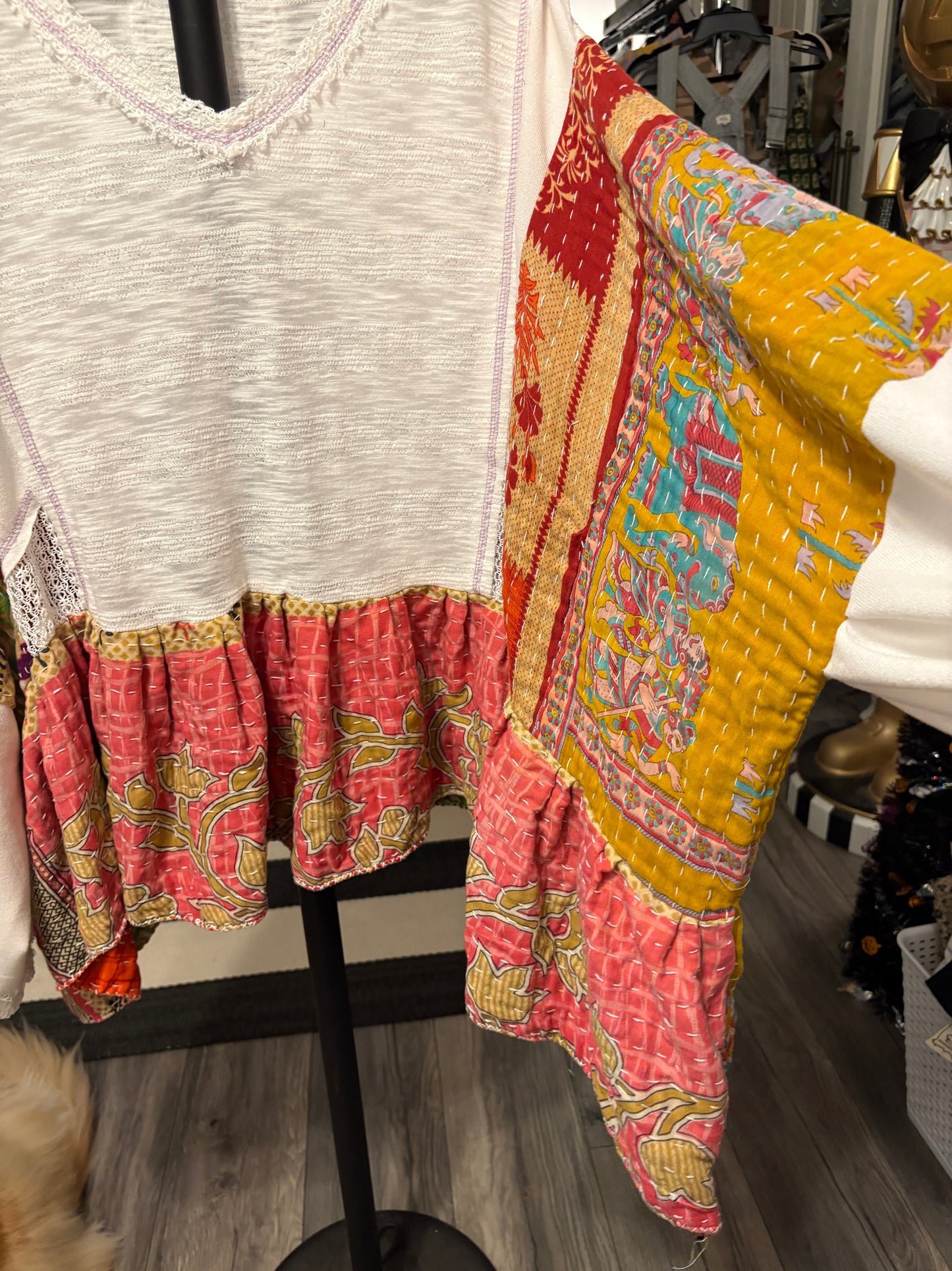 Emily Upcycled Vintage Kantha Dress/Long Shirt One Size Fits Most