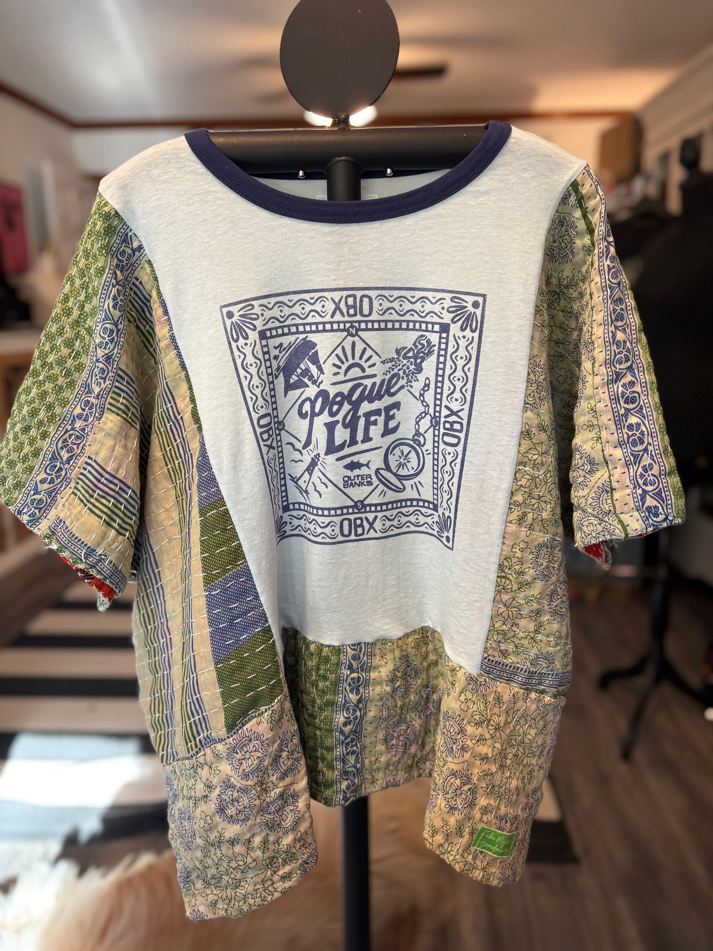 Pogue Life Upcycled Vintage Kantha Top Fits a Small to XXL