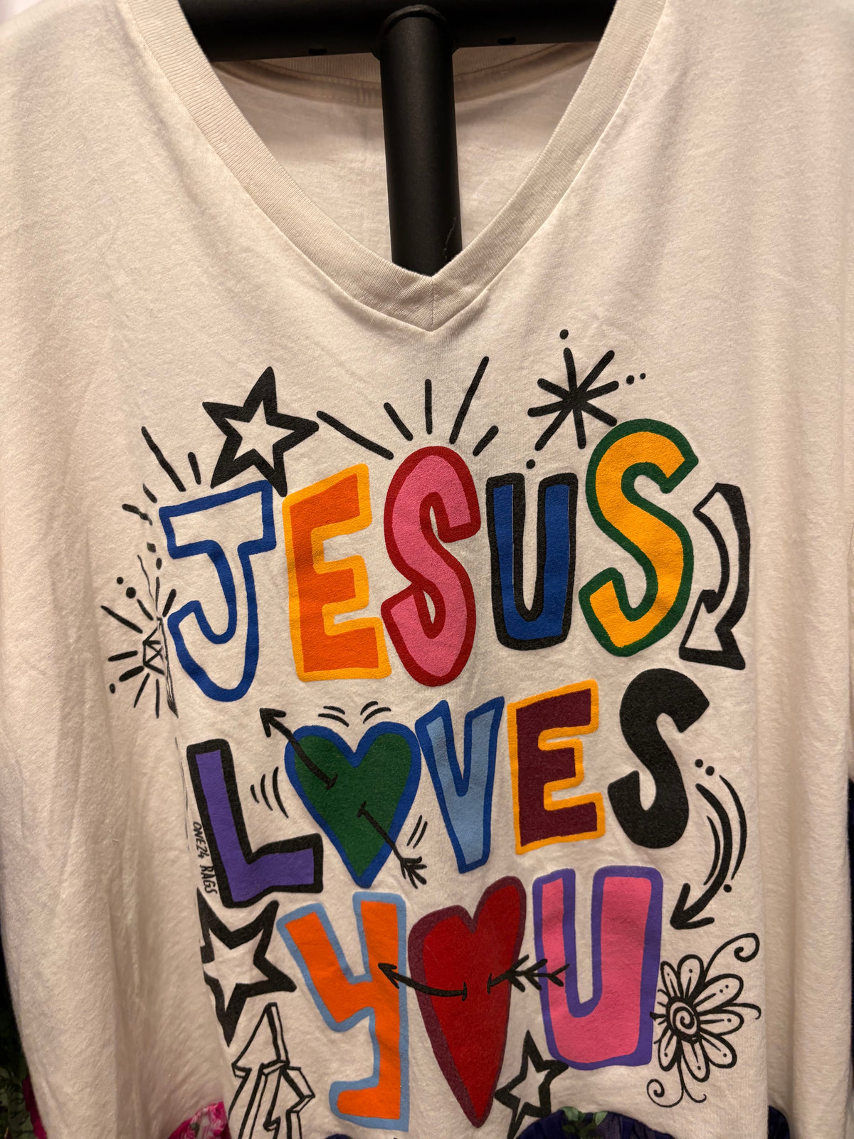 Jesus Loves You Glam Sleeve Tee Fits a Small to XL