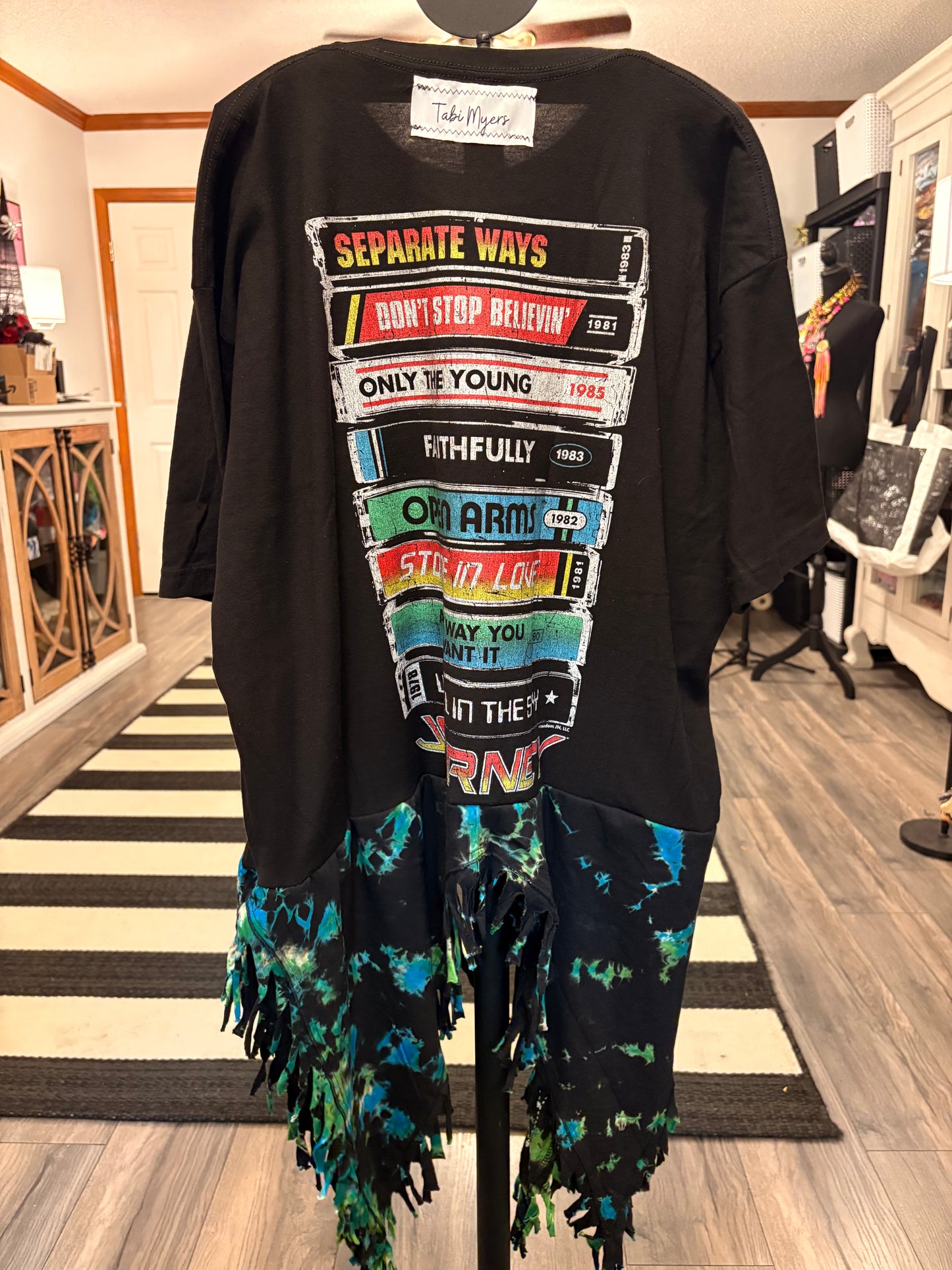 Separate Ways Upcycled Fringed Bottom Tee Dress Fits a Small to 2X