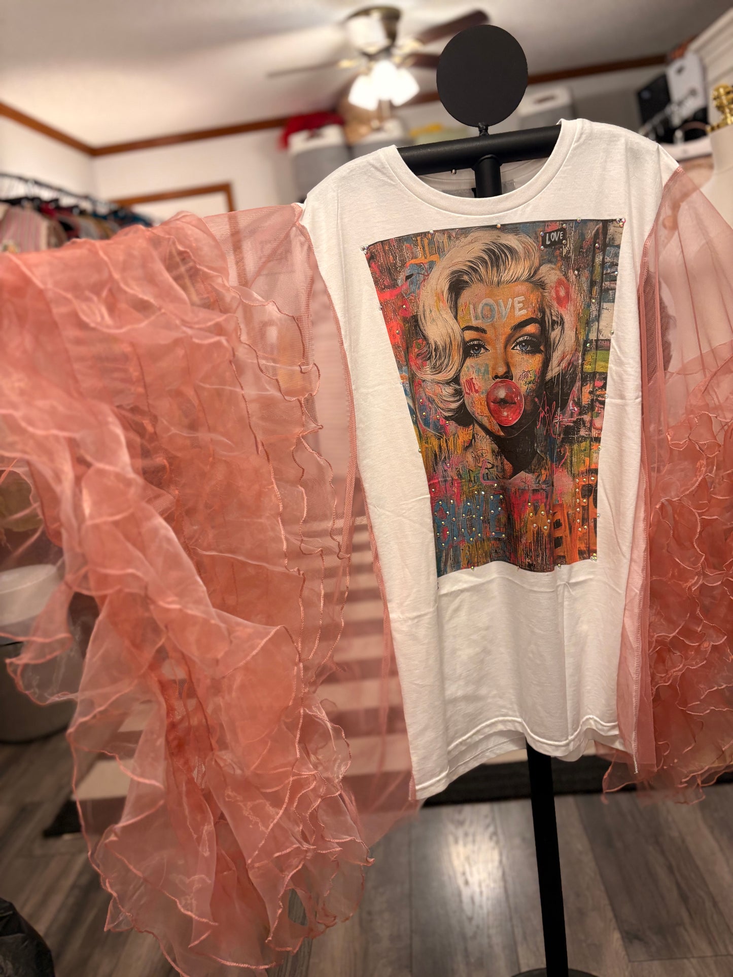 Marilyn Pop Rockstar Ruffle Top One Size Fits a Small to 3X