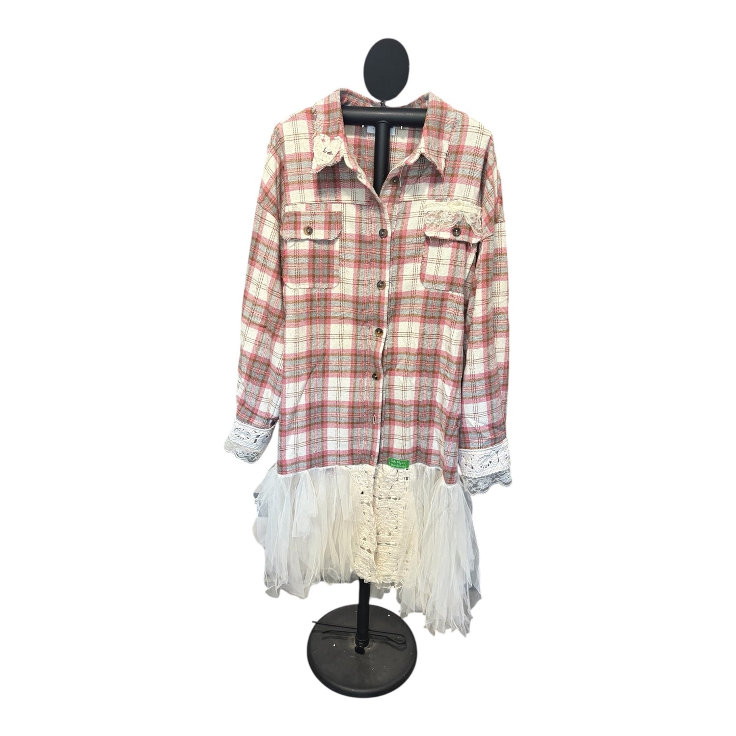 Pretty in Pink Plaid Upcycled Patchwork Dress One Size Fits a  Small to XXL