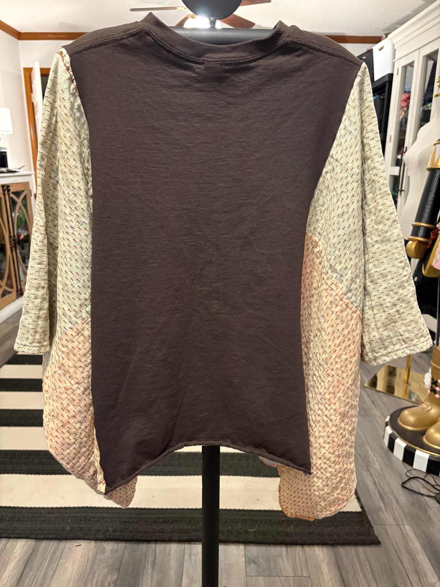 Hard Fought Upcycled Vintage Kantha Quilt Poncho Tee One Size Fits a Small to XL