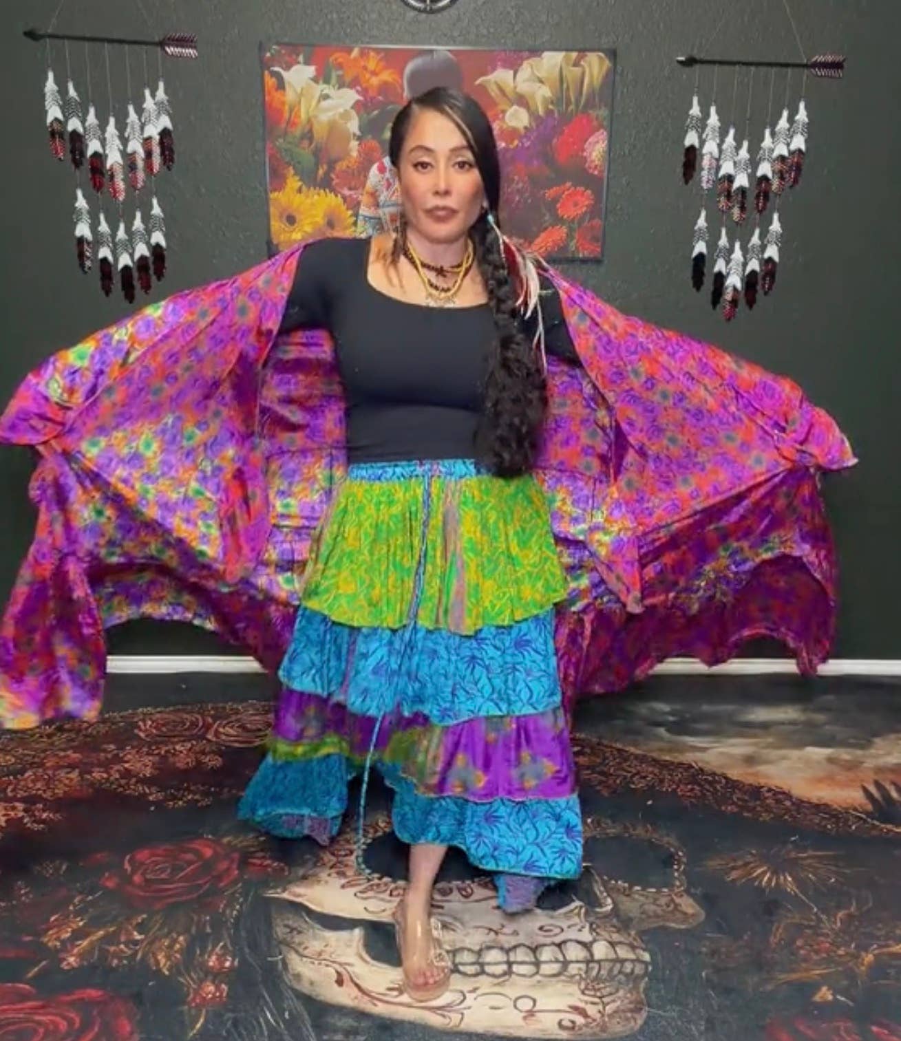 Ruffle Muse Hi-Lo Silk Skirt 1000-13