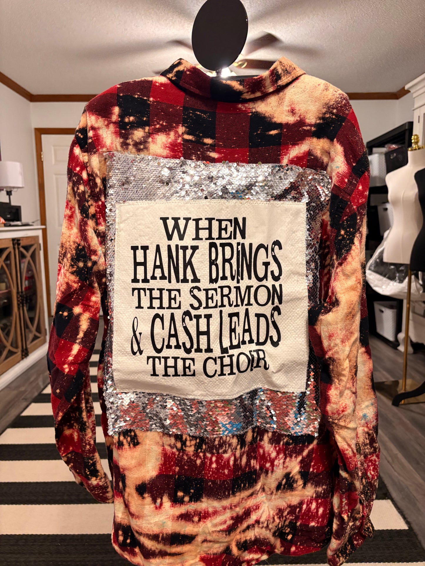 Hank and Cash Flashy Flannel with Sequin Panel Small to XXL 4-16
