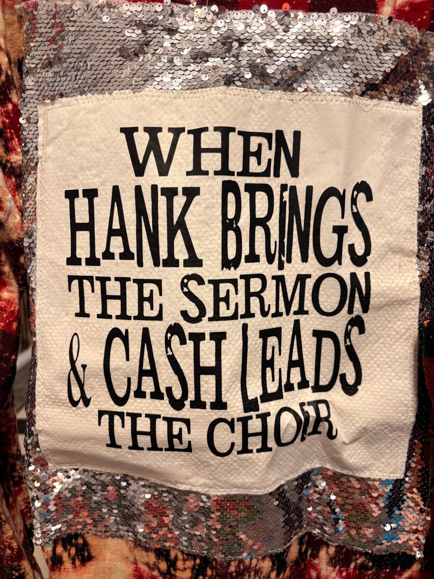 Hank and Cash Flashy Flannel with Sequin Panel Small to XXL 4-16