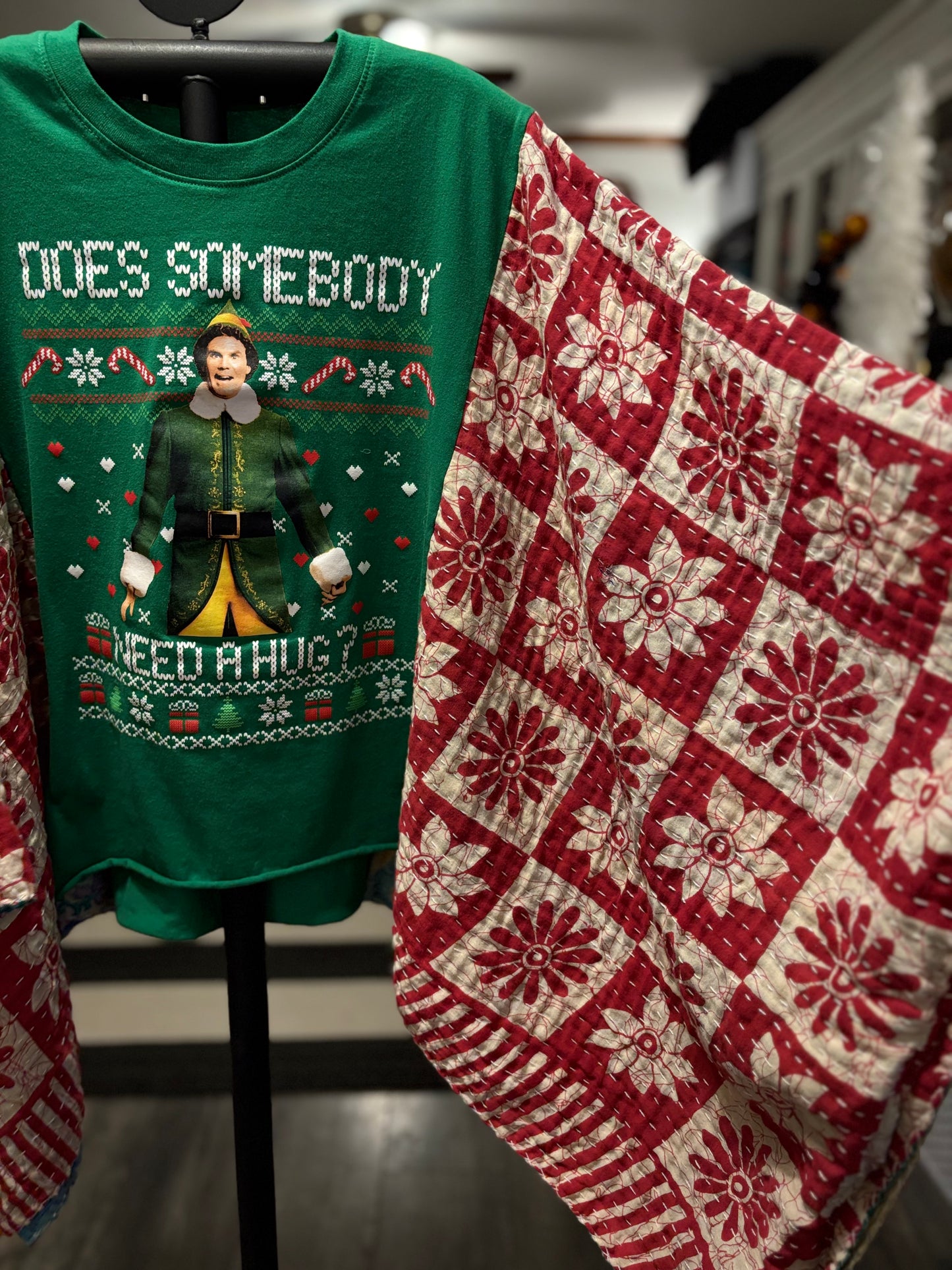 Who Needs a Hug Vintage Kantha Poncho Tee One Size Fits a Small to XXL