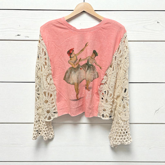 Degas Upcycled Crochet Tee Fits a Small to XL Cropped