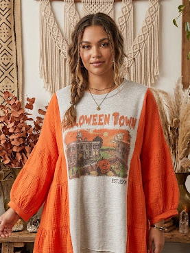Halloween Town Upcycled Tee One Size Fits a Small to XXL