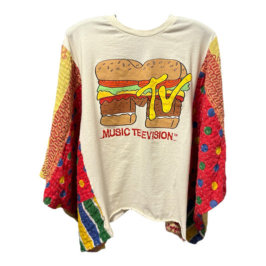 MTV Upcycled Vintage Kantha Poncho Tee Fits A Size Small to XXL