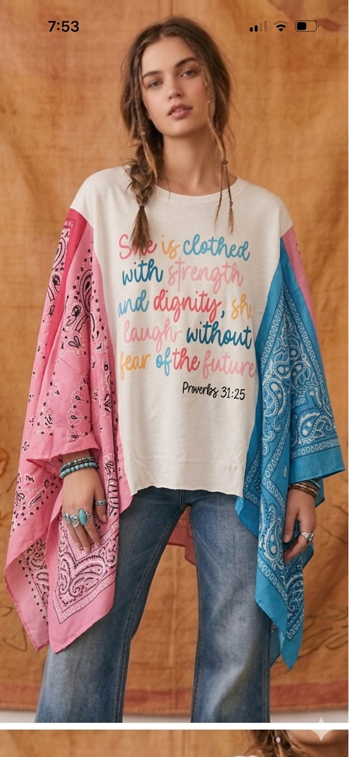 Proverbs 31 Bandana Poncho Tee Fits a Small to XL