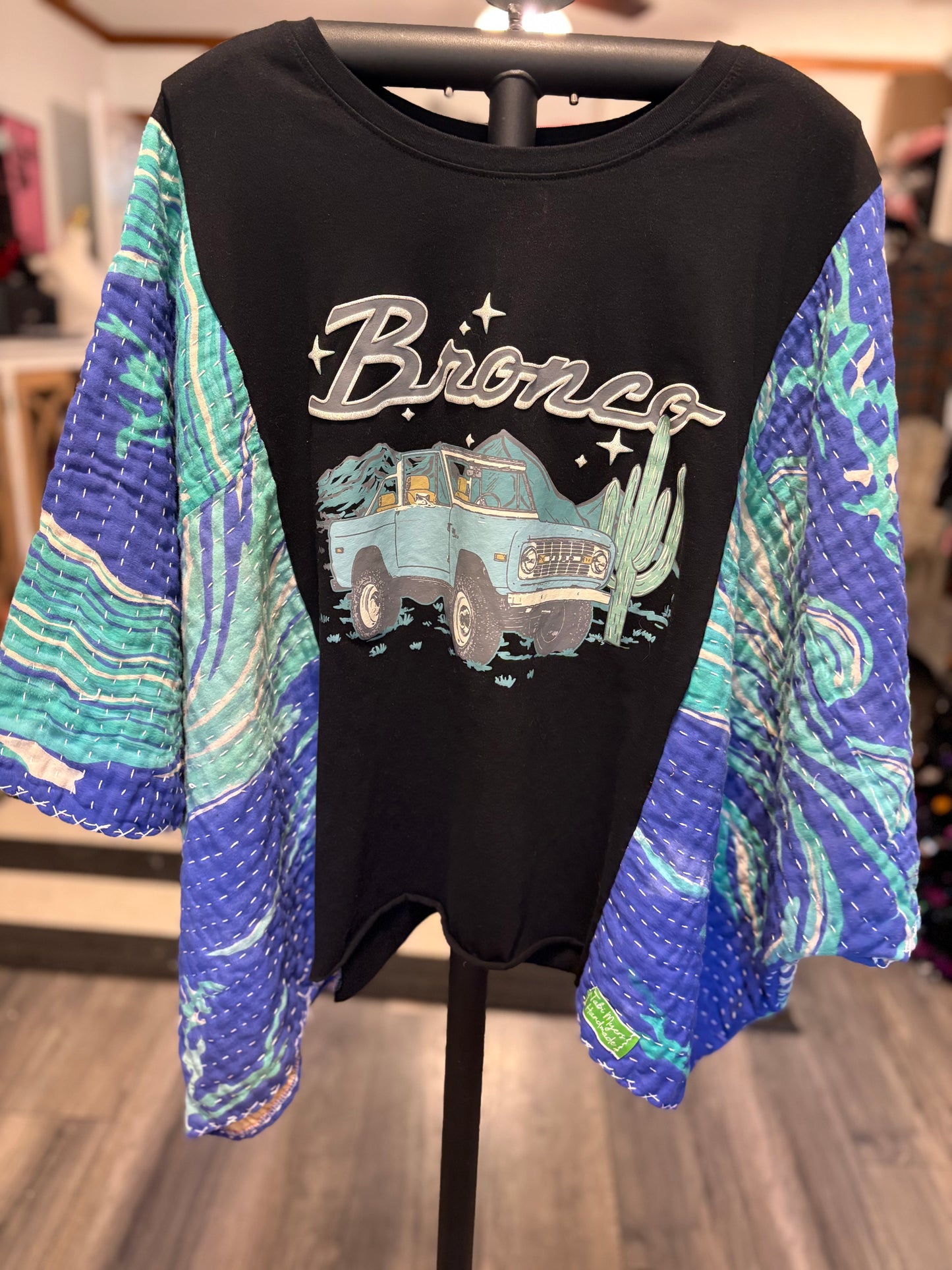 Bronco Upcycled Vintage Kantha Poncho Tee Fits A Small to XXL