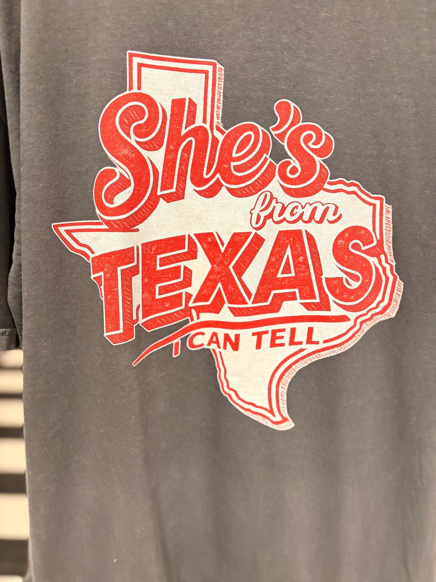 She’s Texas Upcycled Ruffled Tee Fits a Small to 2X