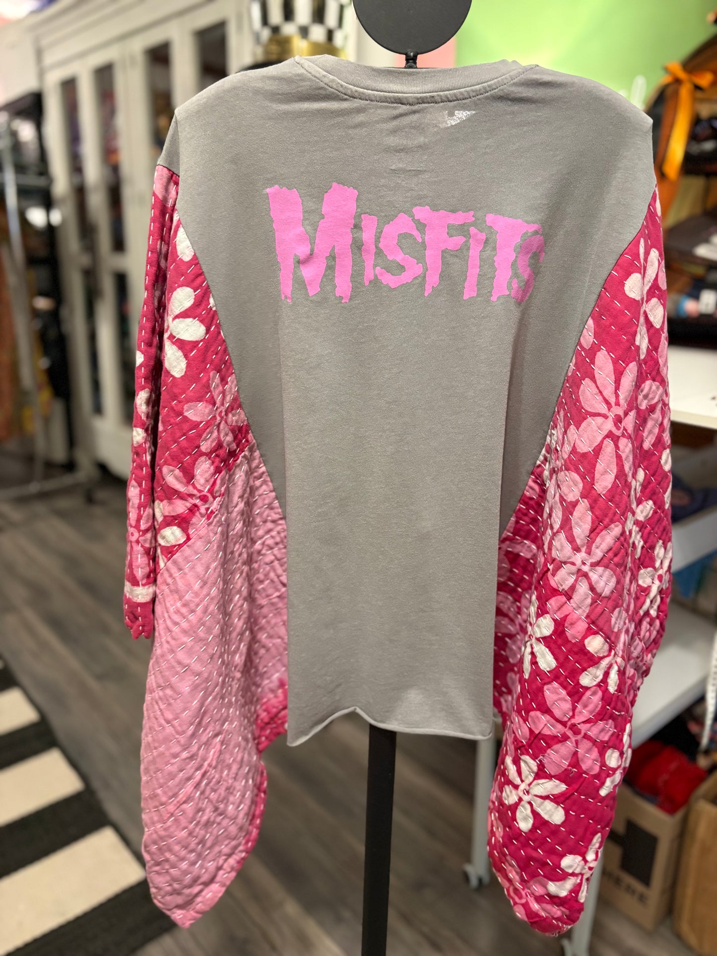 Misfits Upcycled Vintage Kantha Poncho Tee Fits A Size Small to 3X