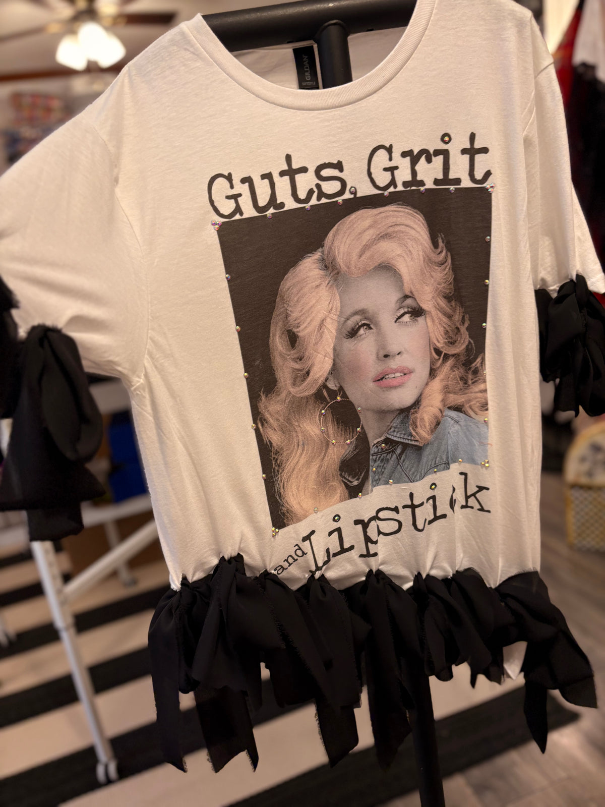 Grits and Guts Glam Asymmetrical Tee One Size Fits Small to Large