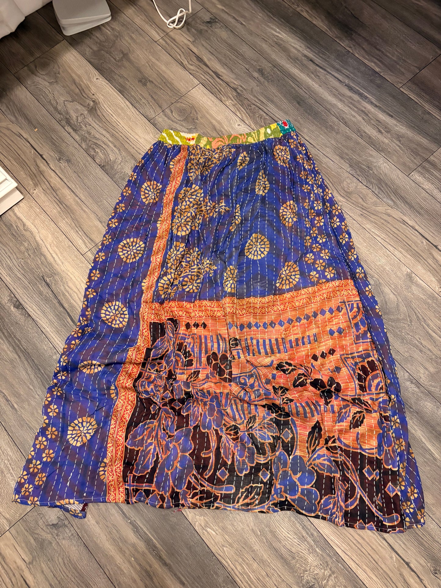 Skylar Women Vintage Kantha Quilt Cotton Reversible Skirt One Size Fits Size 4-16
