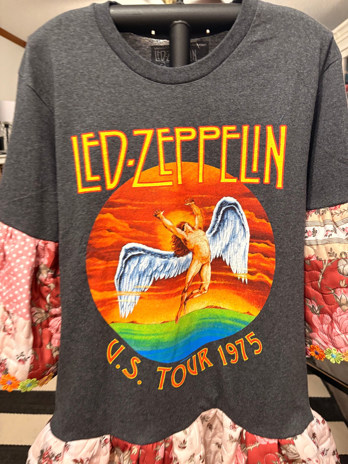 Zeppelin Upcycled Quilt Jumper One Size Fits Small to Large (4-12) Oversized!