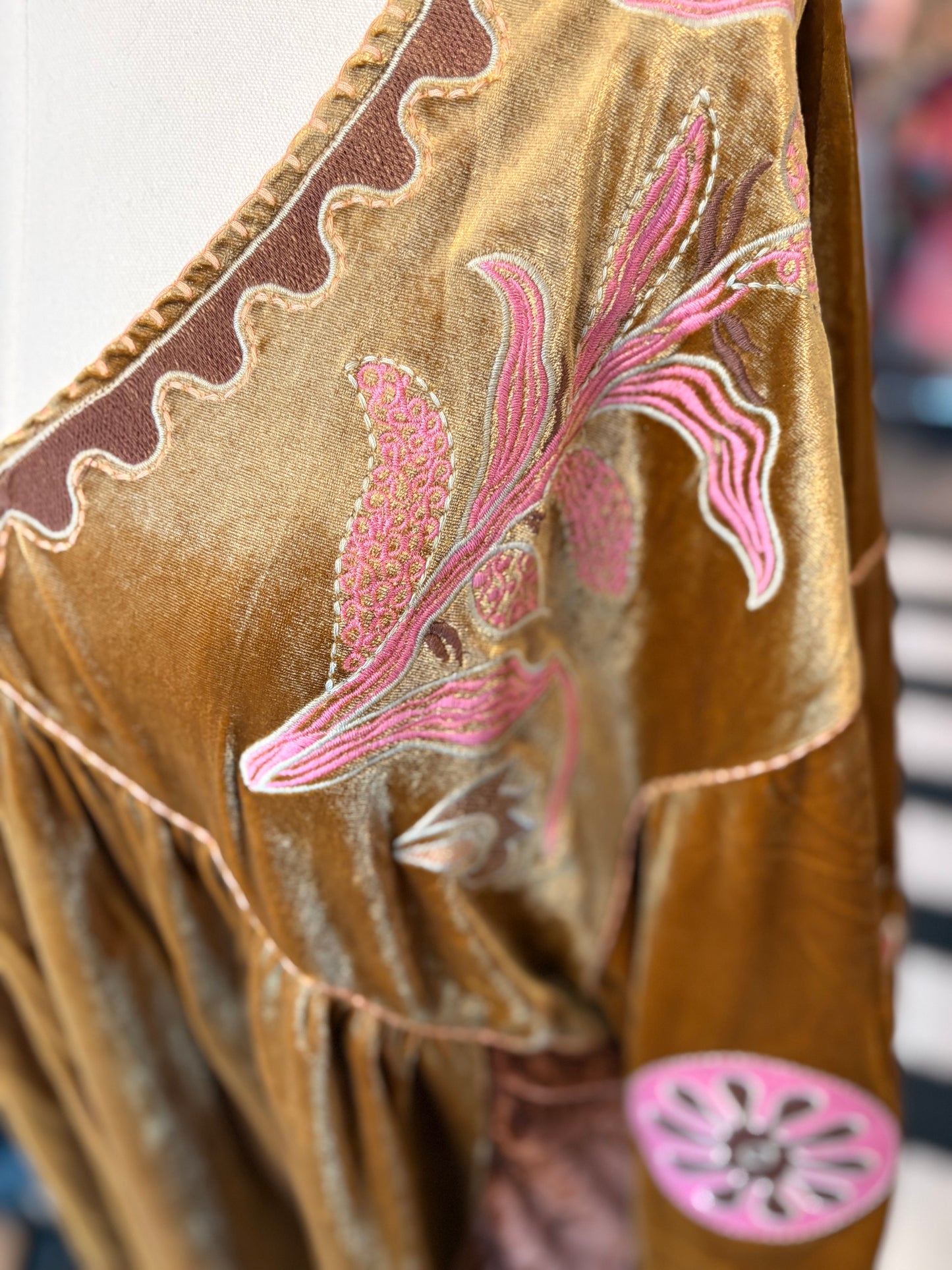 Gold Embroidered Velvet Top Plus Size