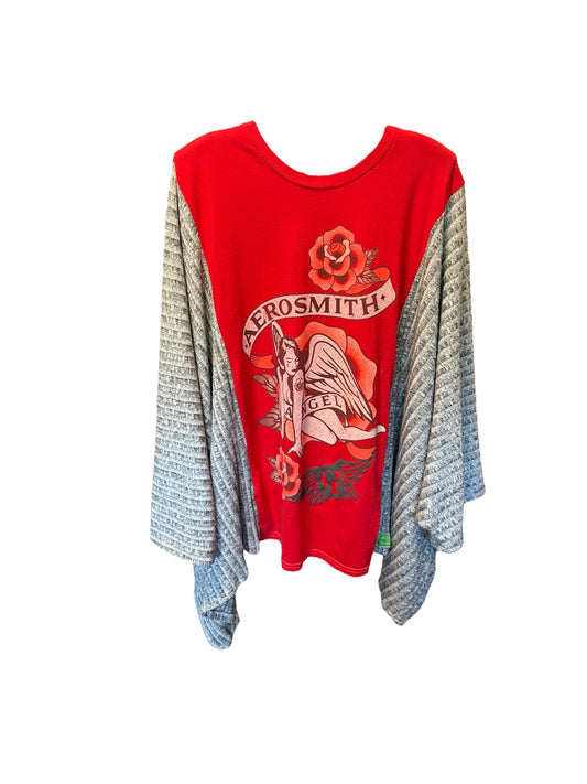 Aerosmith Upcycled Drop-Sleeve PONCHO Tee One Size Fits a Large to 4X