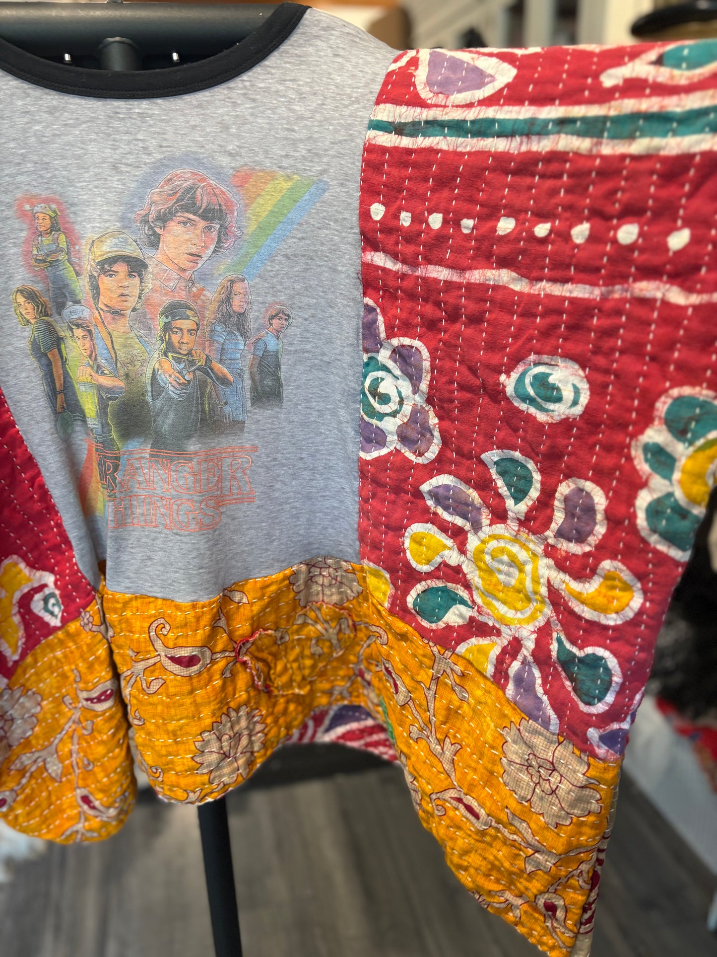Stranger Things Upcycled Vintage Kantha Top Fits a Small to XXL