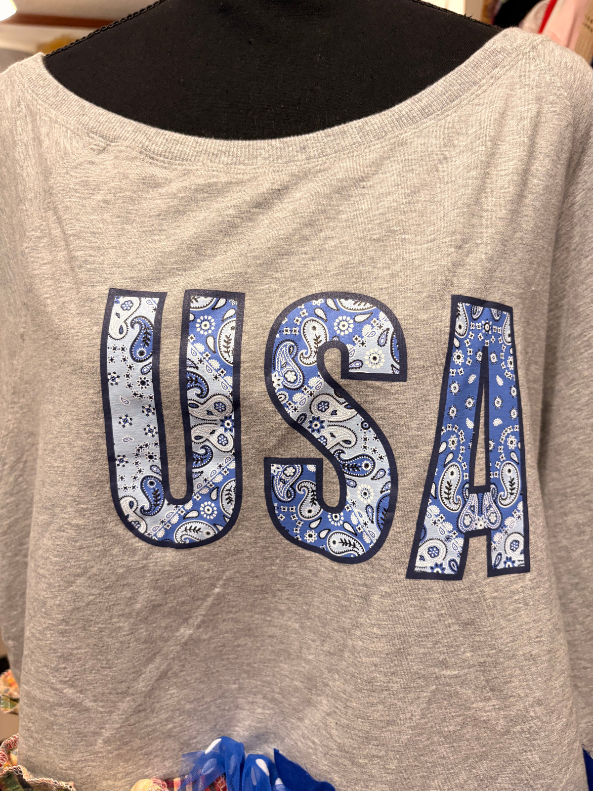 USA Glam Fringe Asymmetrical Tee One Size Fits Small to XL