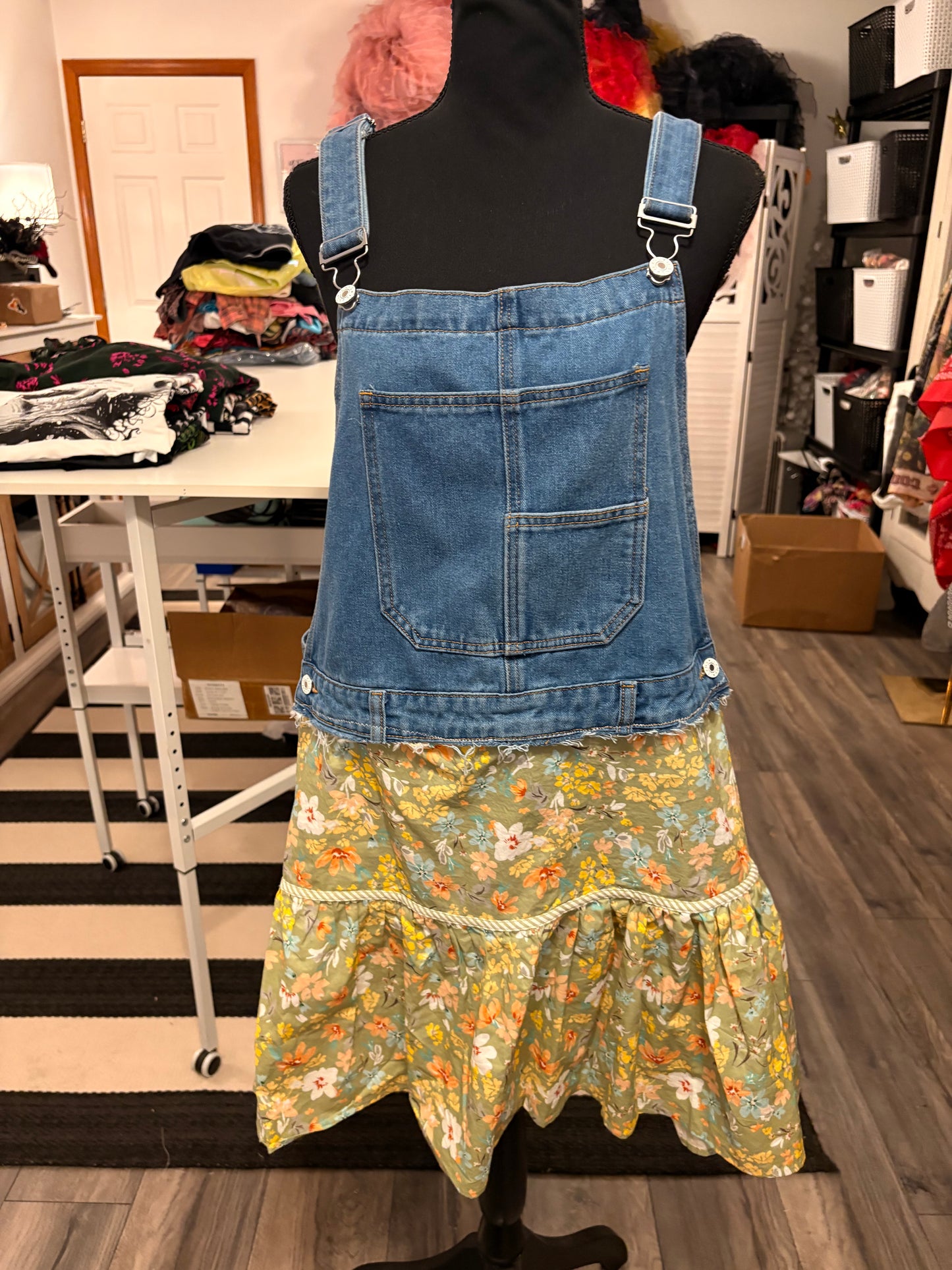 On The Prairie Overall Dress Fits a Size Small/Medium 4/6/8